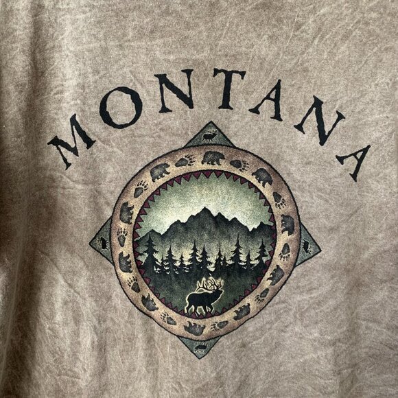 Vintage Montana Men's X-Large Single Stitch Tan Prairie Mountain T-Shirt EUC - Picture 7 of 11